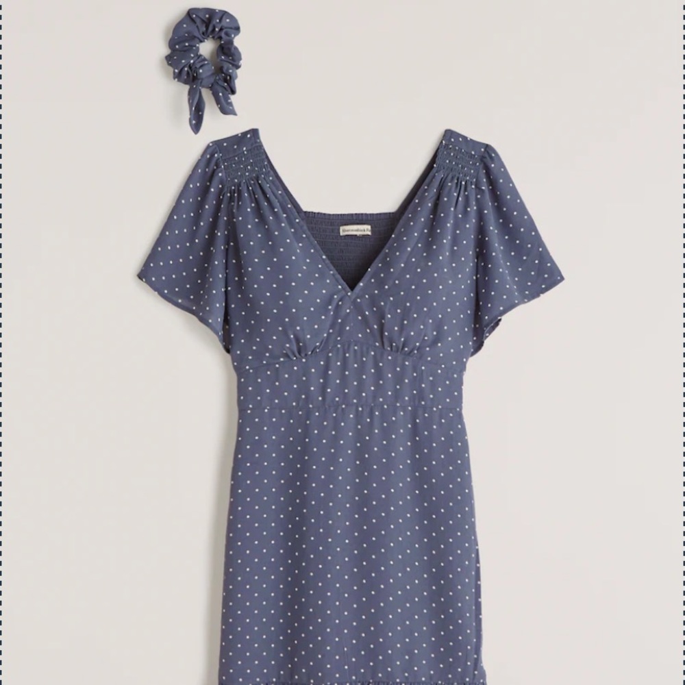 Abercrombie Flutter Sleeve Mini Dress Blue Dot - image 6